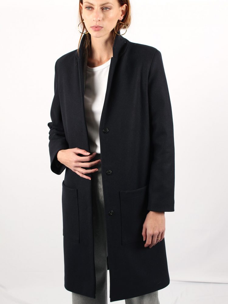 ATODE Trench Fluide Femme Bleu En Coton Et Lin Made In France