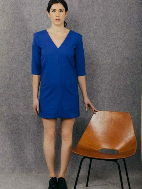 robe droite bleu