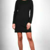 Robe laine noire manche longue Agathe ATODE