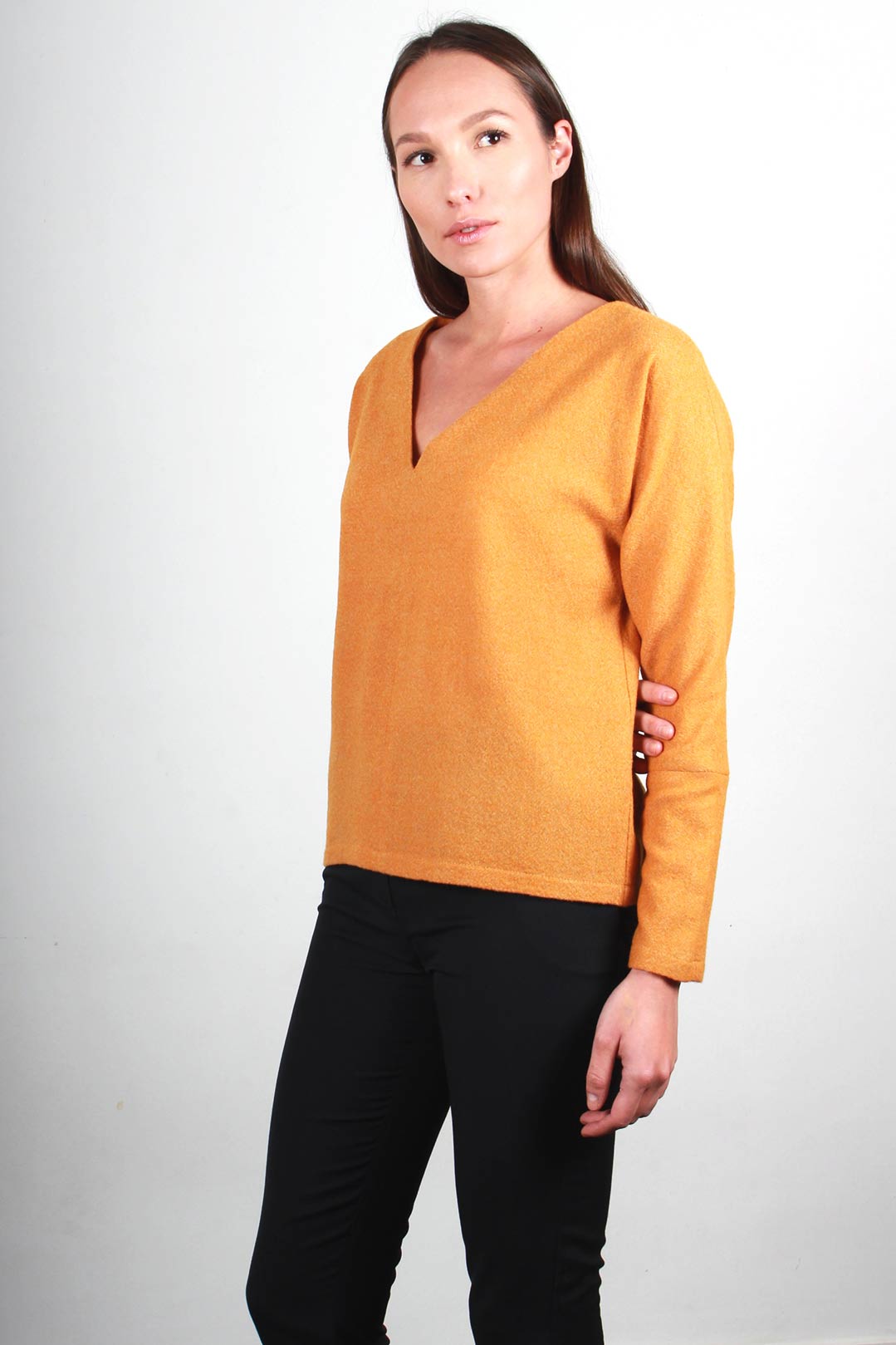Pull moutarde en laine vierge Edith