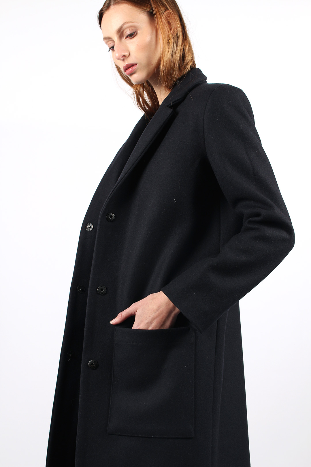 manteau droit noir femme
