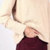 Pull beige femme col V en coton Edith ATODE