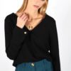 Pull noir col V en crepe de laine Chloé ATODE