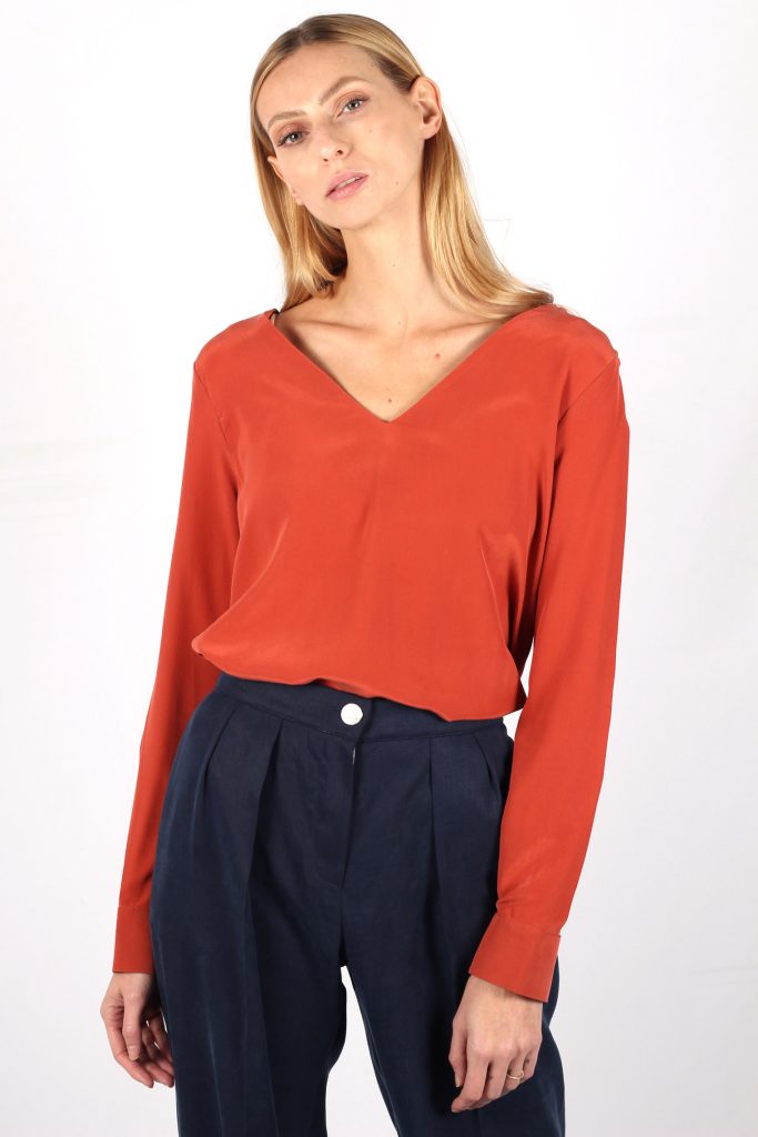 Blouse soie terracotta Ségolène ATODE