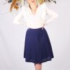 jupe dentelle midi en coton bleu marine Elsa ATODE