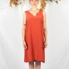 robe en soie terracotta mi longue Coralie ATODE