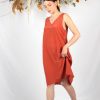 robe en soie terracotta mi longue Coralie ATODE