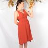 robe en soie terracotta mi longue Coralie ATODE