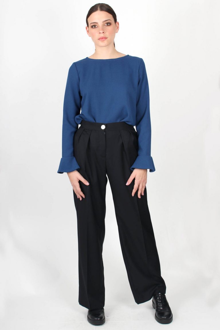 Pantalon de tailleur avec taille haute - Gris chiné - FEMME