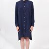 Robe chemise bleu marine en soie lavée Coline ATODE