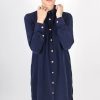 Robe chemise bleu marine en soie lavée Coline ATODE