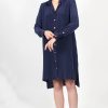 Robe chemise bleu marine en soie lavée Coline ATODE