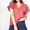 Blouse corail manches tshirts smockées Louane ATODE