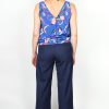 Pantalon taille haute 7:8 bleu jean laine froide Marie ATODE