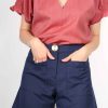 Short bleu jean chic femme en laine froide Isabelle aTODE