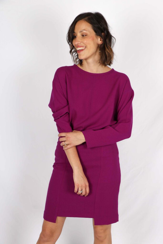 Top violet oversize femme en crêpe de laine Chiara ATODE